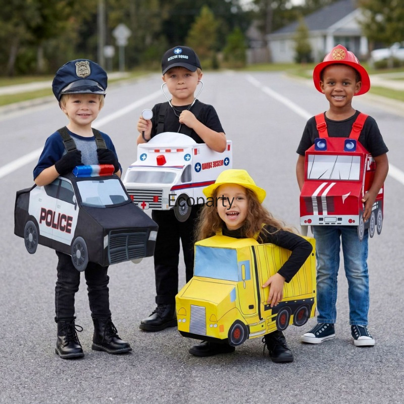 Cosplay Fire Prop - Lustiges Feuerwehr- und Krankenwagen-Kostüm für Kinder,