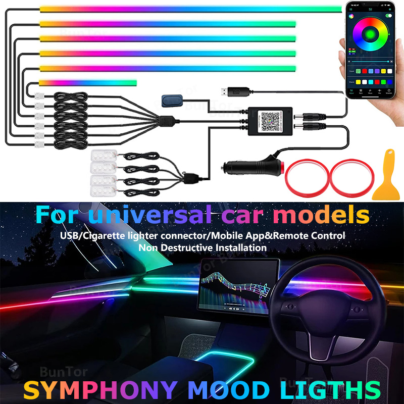 Led El Wire - Auto Umgebungslicht/64 Farben Acryl LED Lampe