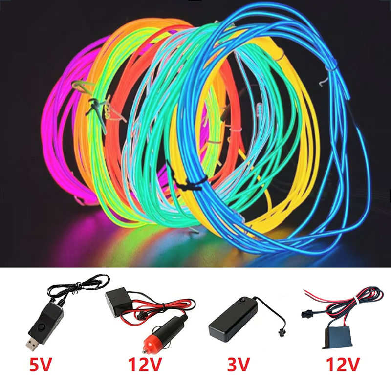 Led El Wire - EL-Draht 10/5/3/1m Beleuchtete Lichter mit Neonlichtern